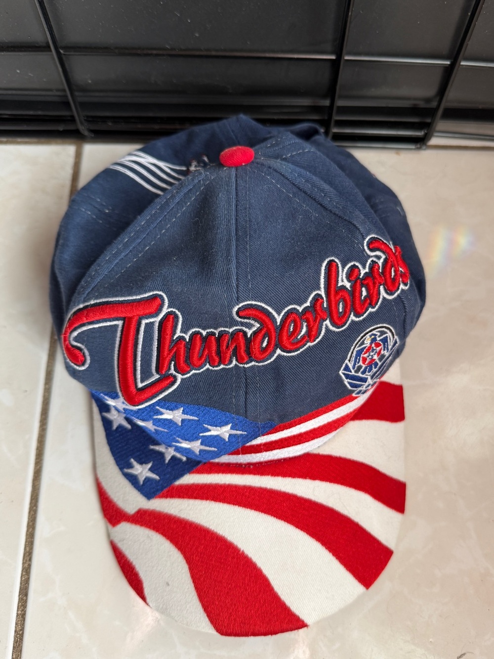 Thunderbirds Airware USA Flag Adjustable Strapback Hat Patriotic Cap Vintage